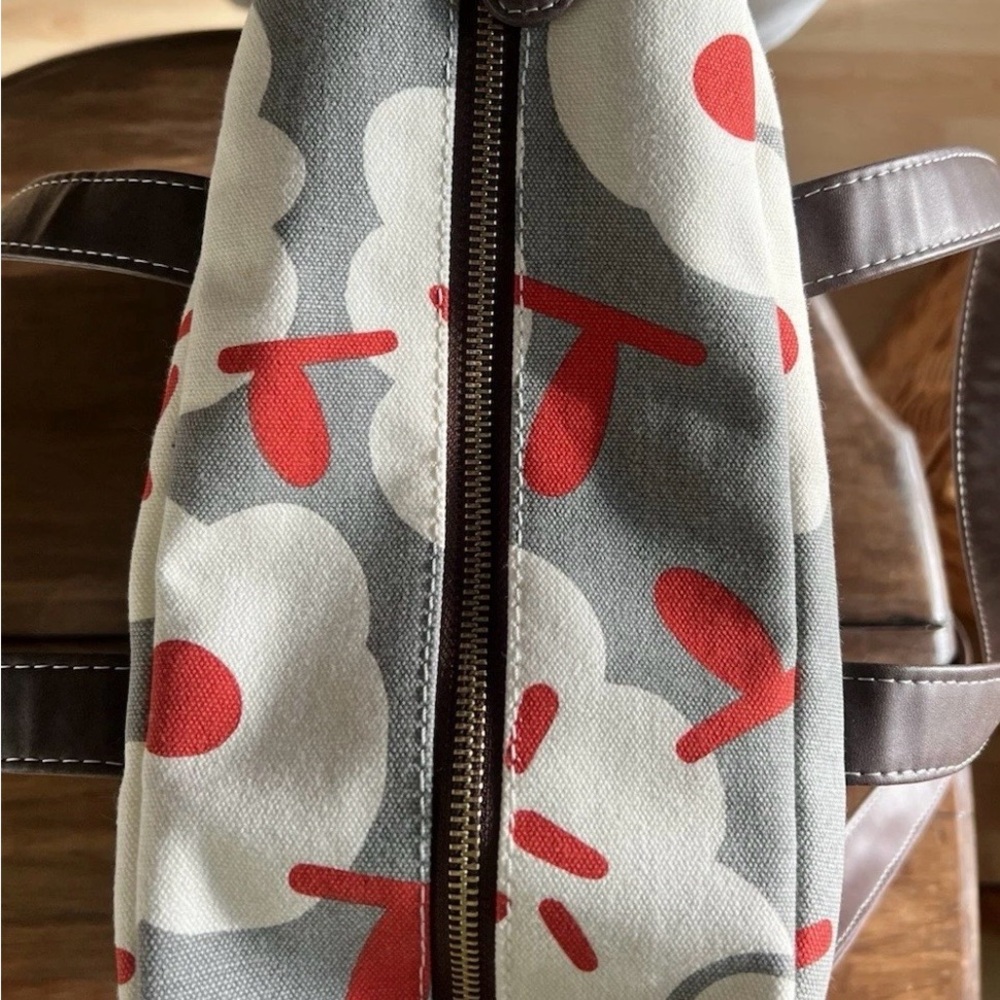Marimekko Gray and Red Floral Tote - Picture 3 of 4